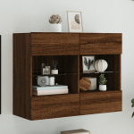Teleri seinakapp LED-tuledega, pruun tamm, 78,5 x 30 x 60,5