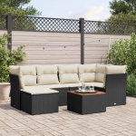 7-osaline aiadiivani komplekt patjadega, must, pol&uuml;rotang