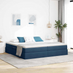 Voodi hoiukohaga ja madratsiga Sinine 200 x 200 cm Pol&uuml;ester