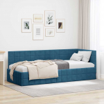 Nurga voodiraam peatsiga Sinine 80 cm x 200 cm Samet