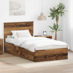Voodiraam peatsiga sahtliga Vana puit 100 x 200 cm Tehispuit