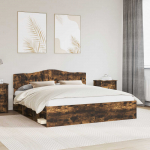 Voodiraam peatsiga Suitsetatud tamm 200 x 200 cm Tahke m&auml;nd