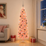 Kitsas kunstkuusk koos j&otilde;uluehtega 240 cm 300 LED-i Soe valge