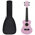 Sopran ukulele komplekt kotiga lastele roosa 23"