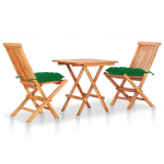 3-osaline aiam&ouml;&ouml;blikomplekt, rohelised padjad, tiikpuu