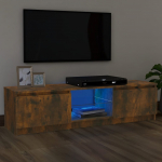 Telerialus LED-tuledega, suitsutatud tamm, 120 x 30 x 35,5 cm