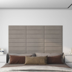 Seinapaneelid 12 tk, helehall, 60 x 15 cm, samet, 1,08 m&sup2;