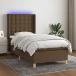 Kontinentaalvoodi madrats ja LED, tumepruun, 90x190 cm, kangas