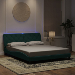 Voodiraam LED-tuledega, tumeroheline, 160x200 cm, samet
