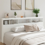 Voodipeatsi kapp LED-tuledega, valge, 220 x 17 x 102 cm