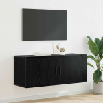 Seinale kinnitatav TV kapp Must tamm 100 x 34,5 x 40 cm