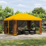 Paviljon 4 &times; 3 m Kollane Pol&uuml;ester ja teras 190