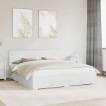 Voodiraam peatsiga sahtliga Valge 180 x 200 cm Tehispuit
