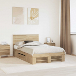 Voodiraam peatsiga sonoma tamm 137 x 203 cm tehispuit