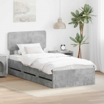 Voodiraam sahtliga peaga betoonhall 75 x 190 cm inseneripuit