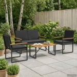 V&auml;lis m&ouml;&ouml;bli komplekt padjaga 4 pcs Must pol&uuml;rotang