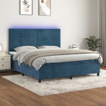 Kontinentaalvoodi madrats, LED, tumesinine, 160x200 cm, samet