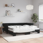 Diivanvoodi v&auml;ljat&otilde;mmatava osaga, must, 90x200 cm, samet
