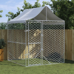 Katusega koeraaedik, h&otilde;bedane, 2x2x2,5 m, tsingitud teras