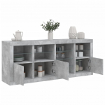Puhvetkapp LED-tulega, betoonhall, 164 x 37 x 67 cm
