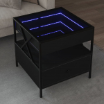 Diivanilaud LED-tuledega, must, 50x50x51cm