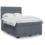 Kontinentaalvoodi madratsiga,tumehall, 140x190 cm, samet