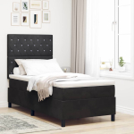 Kontinentaalvoodi madratsi ja peatsiga must 90 x 200 cm samet
