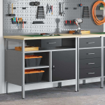 T&ouml;&ouml;laud must ja hall 100 x 55 x 85 cm t&ouml;&ouml;deldud puit ja teras