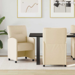 Ratastega S&ouml;&ouml;gi-toolid 2 tk cream 57 x 67 x 95 cm kangas