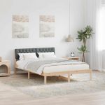 Voodiraam peatsiga pruun ja tumehall 140 x 190 cm M&auml;nnipuit