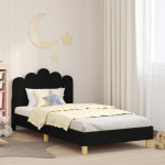 Laste voodiraam peatoega peaga Must 90 x 200 cm kangas