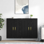 Seinale kinnitatav kapp 2 tk must tamm 69,5 x 34 x 90 cm