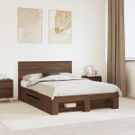 Voodi raam peaga pruun tamme 140 x 200 cm tehispuit