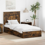 Laos voodi peaga Suitsetatud tamm 90 x 190 cm Tehispuit