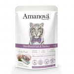 Amanova t&auml;iss&ouml;&ouml;t steriliseeritud kassile kala ja kalkun, 85 g