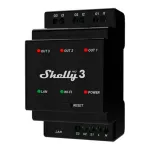 Shelly Pro 3 DIN-liistule paigaldatav 3-kanaliline relee, WiFi/LAN