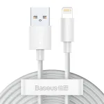 Baseus Simple Wisdom duomenų kabelių rinkinys USB į Lightning 2.4A (2 vnt./rinkinyje) 1.5m baltas