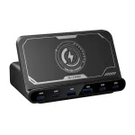 BliTZWOlF BW-S27 160W, 2xUSB-A, 4xUSB-C, 15W belaidis įkroviklis (juodas)