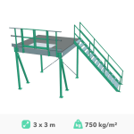 Poolkorruse platvorm 3x3m, 750kg/m&sup2;
