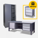 Suure koormusega metallist t&ouml;&ouml;laud 2100x620x850mm ja t&ouml;&ouml;riista metallist kapp 1000x500x1970mm