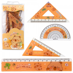 Set of Geometric Tools Capybara Ruler Protractor Squares 4pcs
