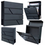 Large Mailbox for Letters and Newspapers, Anthracite, 37x37x11 cm