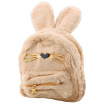 Children's Backpack Furry Plush Rabbit Ears Nose Whiskers Beige 3L 22cm