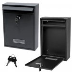 Mailbox for letters, galvanized steel, black, 32x21.5x8.5cm