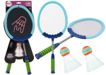 Set of 2 Badminton Rackets Blue Badminton Shuttlecocks