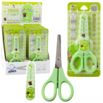 Children's School Scissors With Sheath Ambidextrous Green 14cm