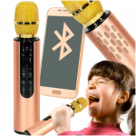 Bluetooth bezvadu karaoke mikrofons zelta krāsā