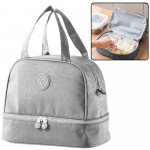 Thermal Insulating Breakfast Bag with Adjustable Belt Silver 27cm