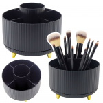 360&deg; Rotating Cosmetic Brush Organizer with 5 Compartments Black
