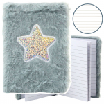 Plush Notebook Lined Shiny Star Gray A6 80 Sheets